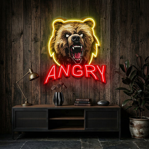 Angry Bear LED Neon Sign Light Pop Art