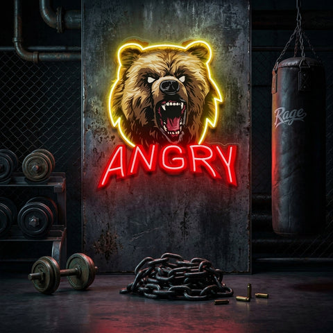 Angry Bear LED Neon Sign Light Pop Art