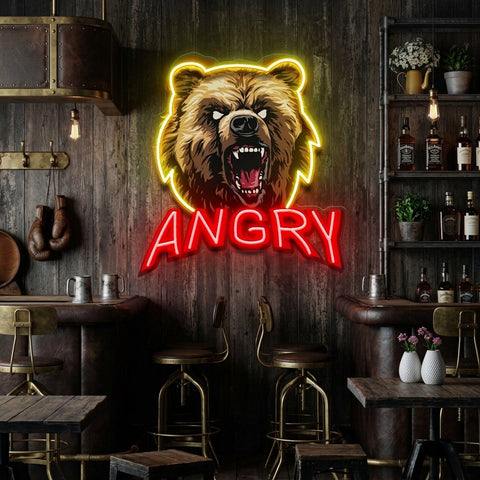Angry Bear LED Neon Sign Light Pop Art