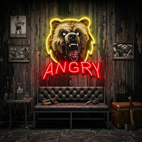 Angry Bear LED Neon Sign Light Pop Art