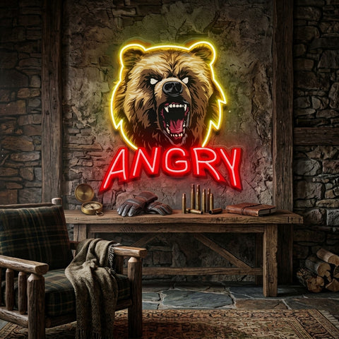 Angry Bear LED Neon Sign Light Pop Art
