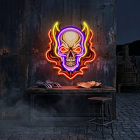 Angry Fire Skull LED Neon Sign Light Pop Art