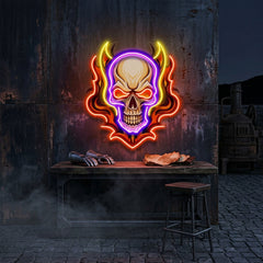 Angry Fire Skull LED Neon Sign Light Pop Art