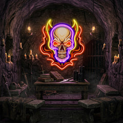Angry Fire Skull LED Neon Sign Light Pop Art