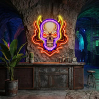 Angry Fire Skull LED Neon Sign Light Pop Art