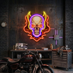 Angry Fire Skull LED Neon Sign Light Pop Art