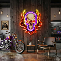 Angry Fire Skull LED Neon Sign Light Pop Art