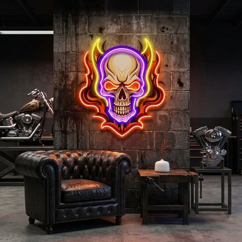 Angry Fire Skull LED Neon Sign Light Pop Art