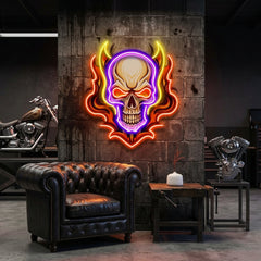 Angry Fire Skull LED Neon Sign Light Pop Art