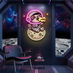 Astrodog Eat Pizza LED Neon Sign Light Pop Art