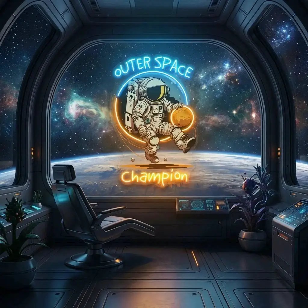 Astronaut Champion For Space Artwork Led Neon Sign Light
