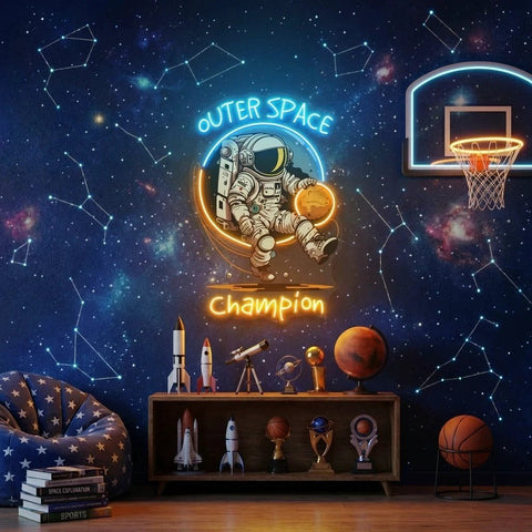Astronaut Champion For Space Artwork Led Neon Sign Light