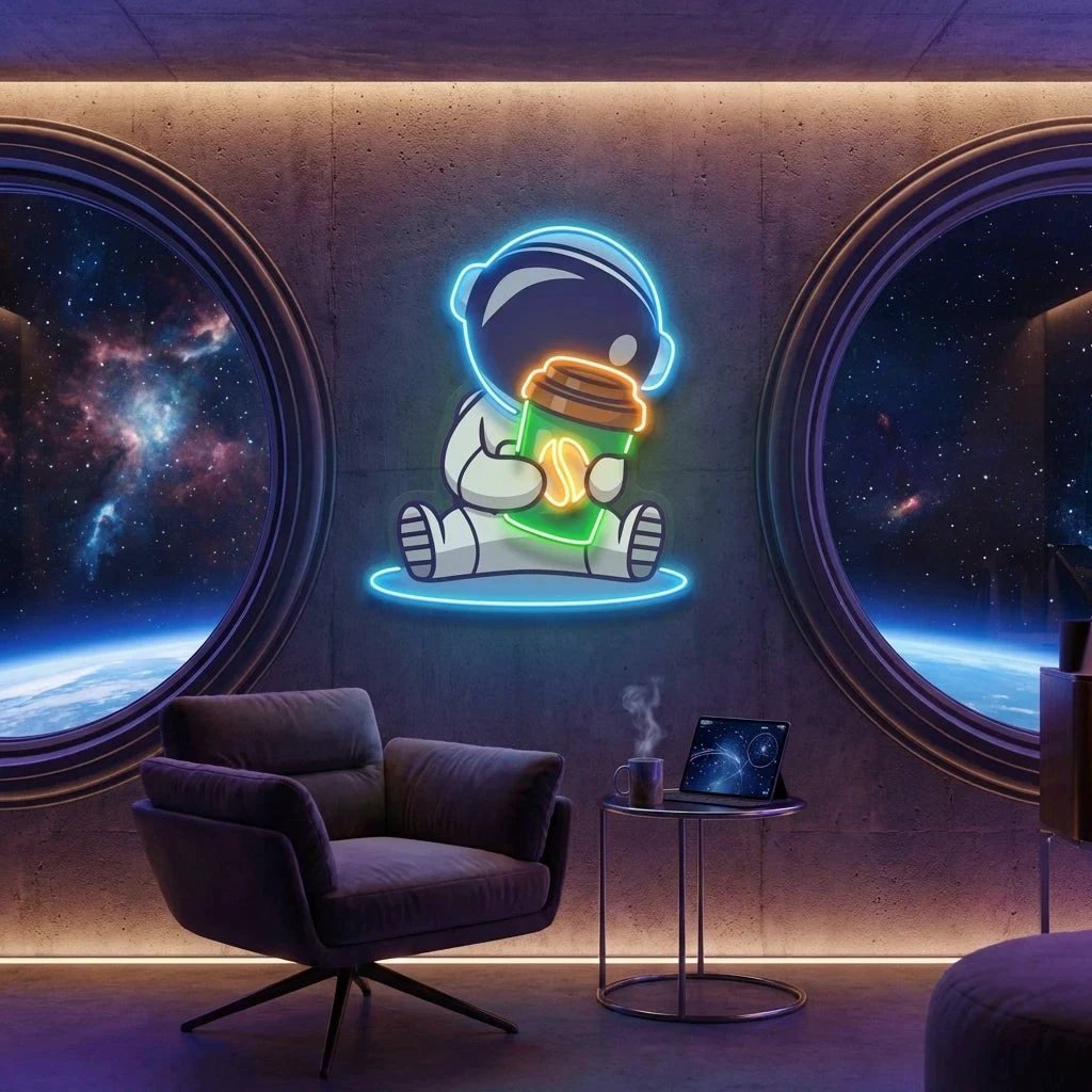 Astronaut Coffee Artwork Led Neon Sign Light