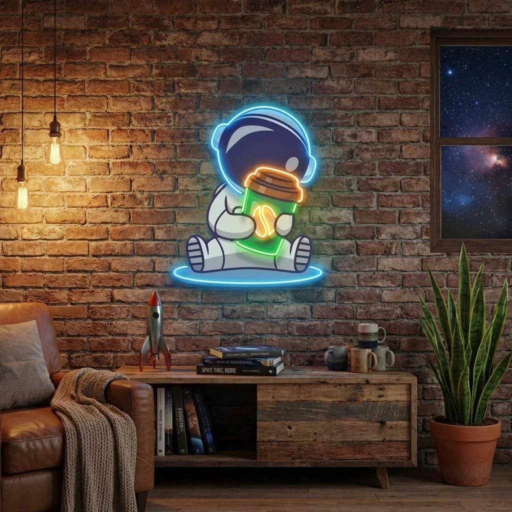 Astronaut Coffee Artwork Led Neon Sign Light
