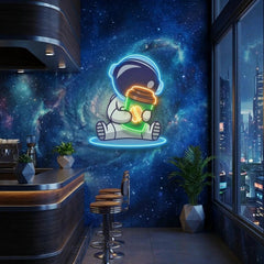 Astronaut Coffee Artwork Led Neon Sign Light