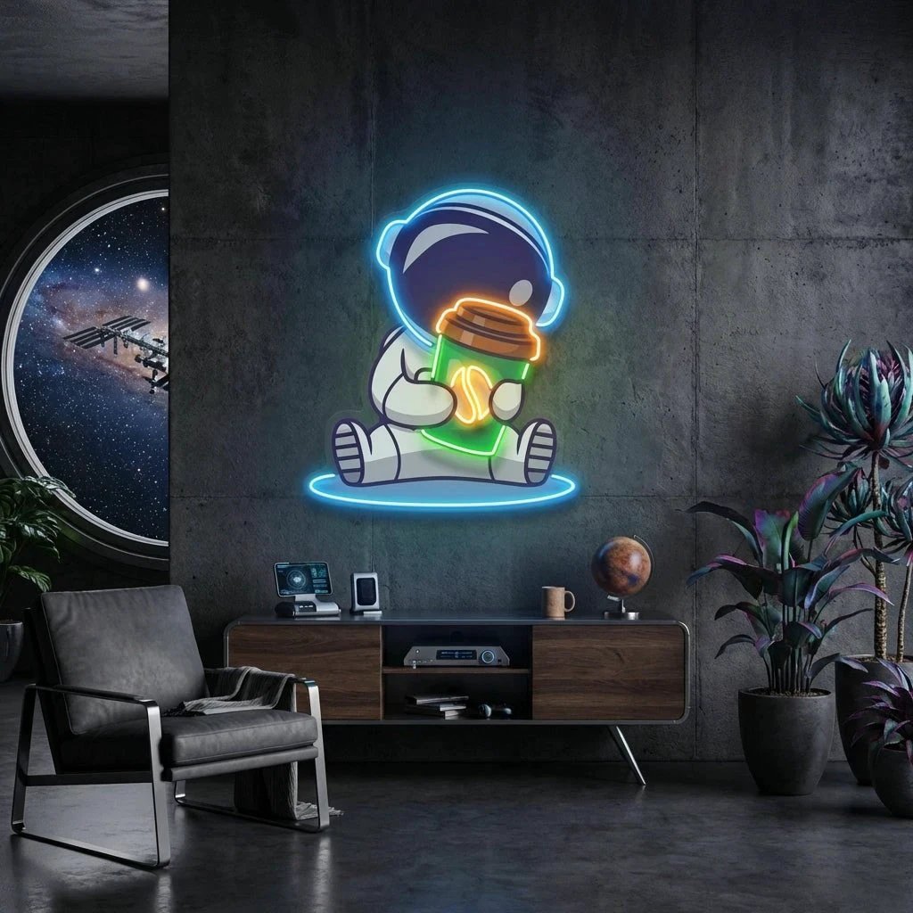 Astronaut Coffee Artwork Led Neon Sign Light
