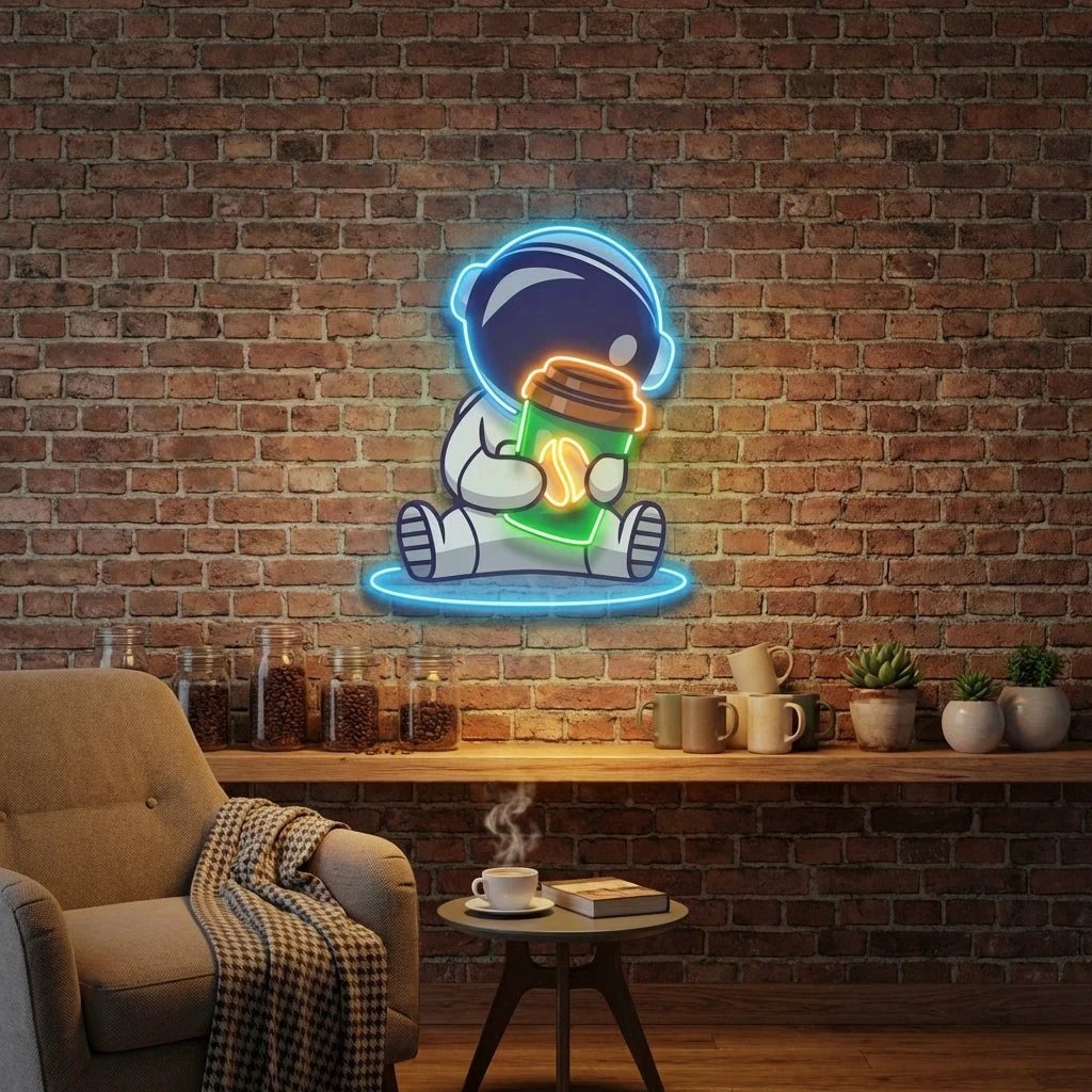 Astronaut Coffee Artwork Led Neon Sign Light