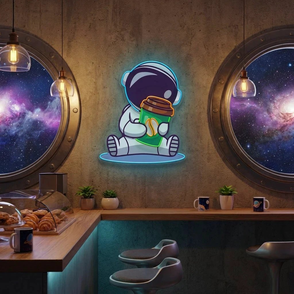 Astronaut Coffee Artwork Led Neon Sign Light