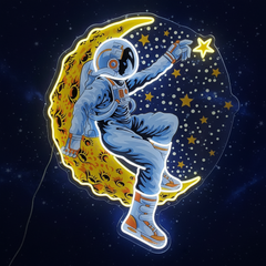Astronaut Lying On The Moon Space Artwork Led Neon Sign