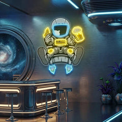 Astronaut Relax With Pizza And Beer Artwork Led Neon Sign Light
