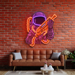 Astronaut Sight Gun Head LED Neon Sign Light Pop Art