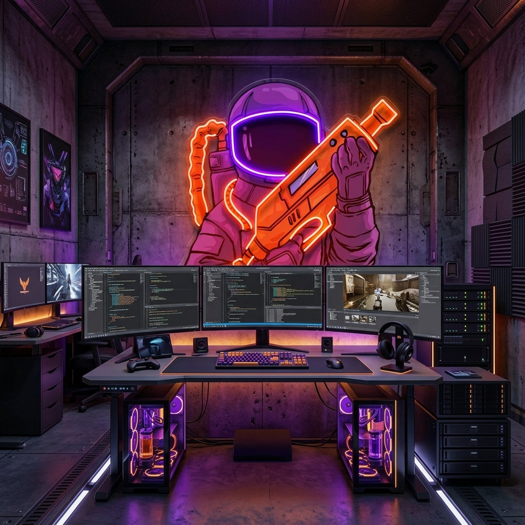 Astronaut Sight Gun Head LED Neon Sign Light Pop Art