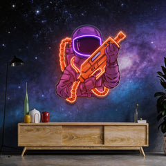 Astronaut Sight Gun Head LED Neon Sign Light Pop Art