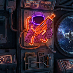 Astronaut Sight Gun Head LED Neon Sign Light Pop Art