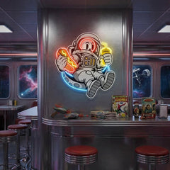 Astronaut Skull Hotdog Artwork Led Neon Sign Light