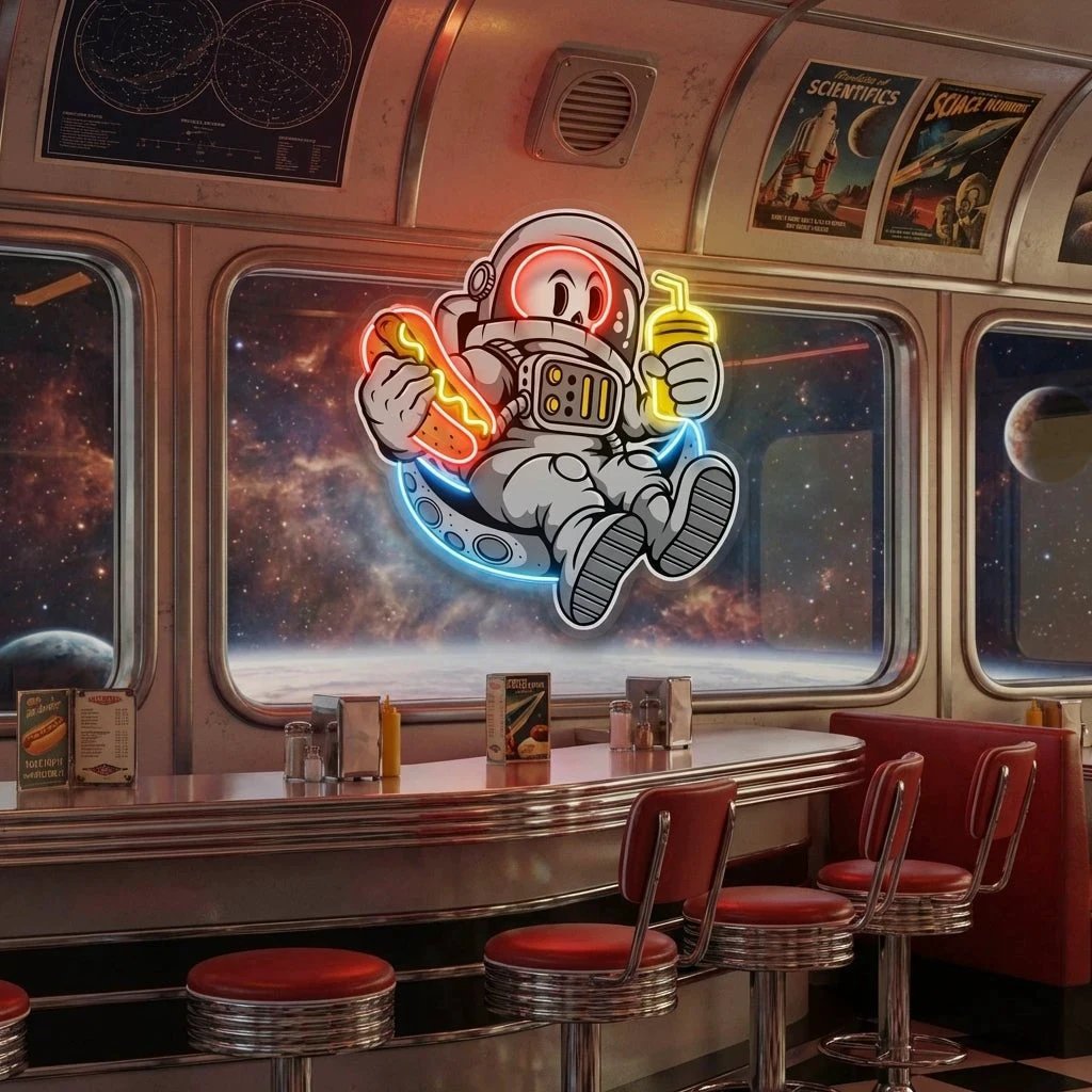 Astronaut Skull Hotdog Artwork Led Neon Sign Light