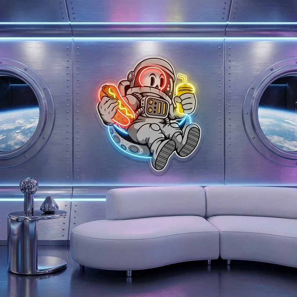 Astronaut Skull Hotdog Artwork Led Neon Sign Light