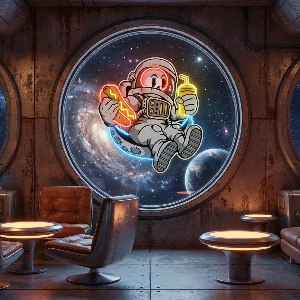 Astronaut Skull Hotdog Artwork Led Neon Sign Light