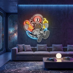 Astronaut Skull Hotdog Artwork Led Neon Sign Light