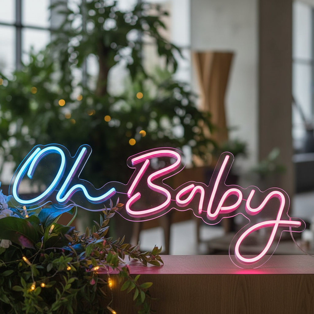 Oh Baby Neon Sign for Baby Shower Party Decor