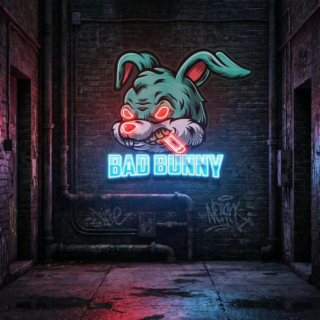 Bad Bunny Artwork Led Neon Sign Light