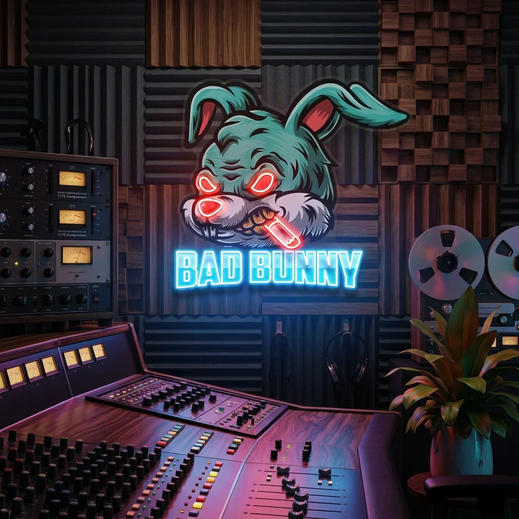 Bad Bunny Artwork Led Neon Sign Light