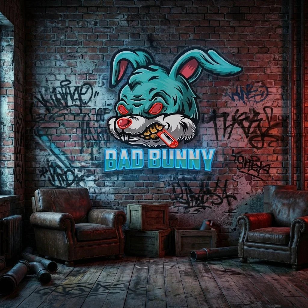 Bad Bunny Artwork Led Neon Sign Light