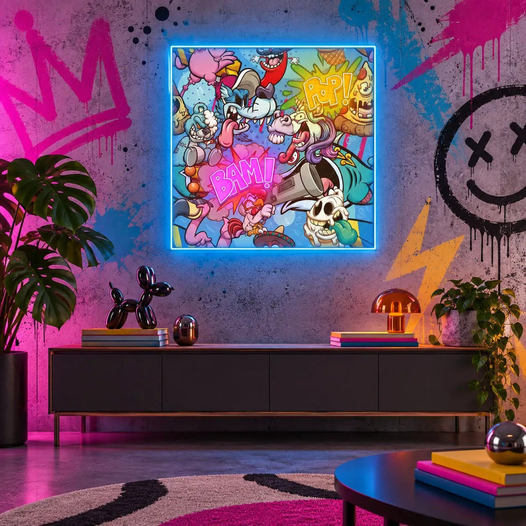 "Bam Pop"" Neon x Acrylic Artwork