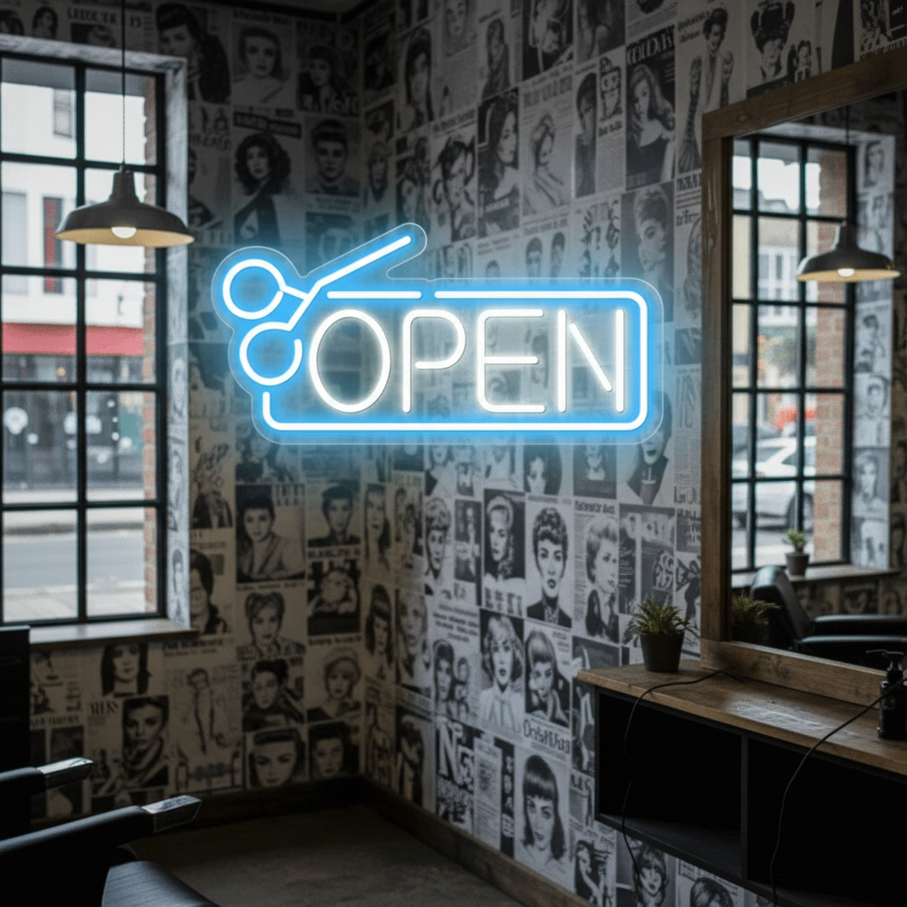Hair Salon Open Neon Sign Custom Shop Neon Sign