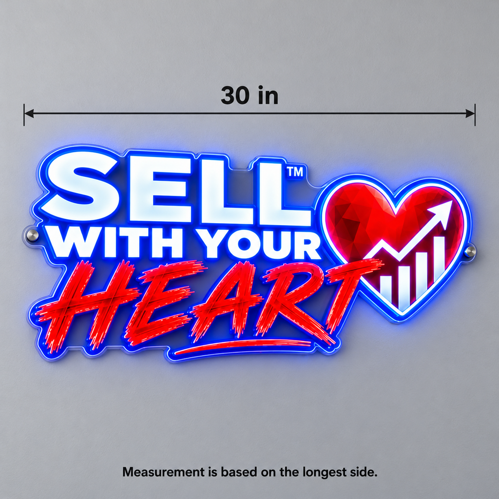 SELL WITH YOUR HEART Business Logo - Custom LED Neon Sign