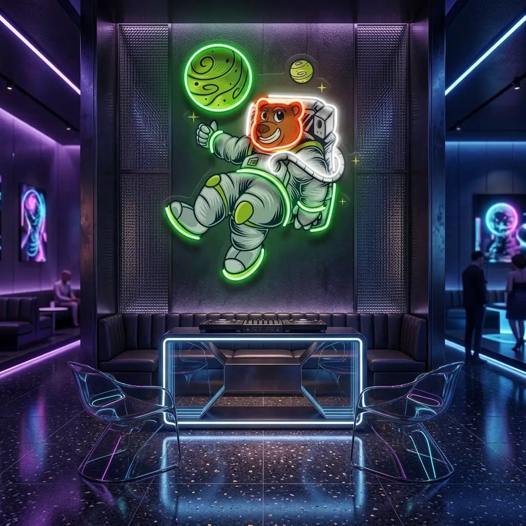 Bear Space LED Neon Sign Light Pop Art