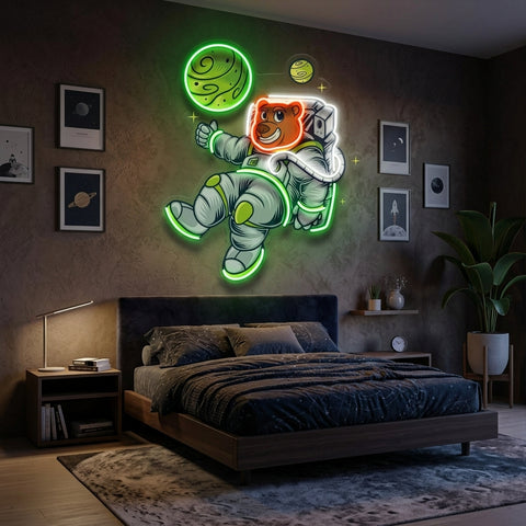 Bear Space LED Neon Sign Light Pop Art