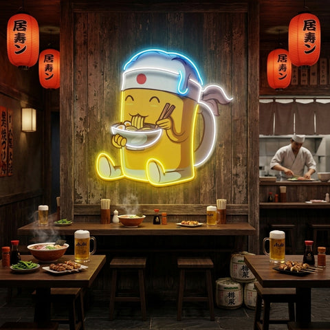 Beer Eating A Ramen Bowl LED Neon Sign Light Pop Art