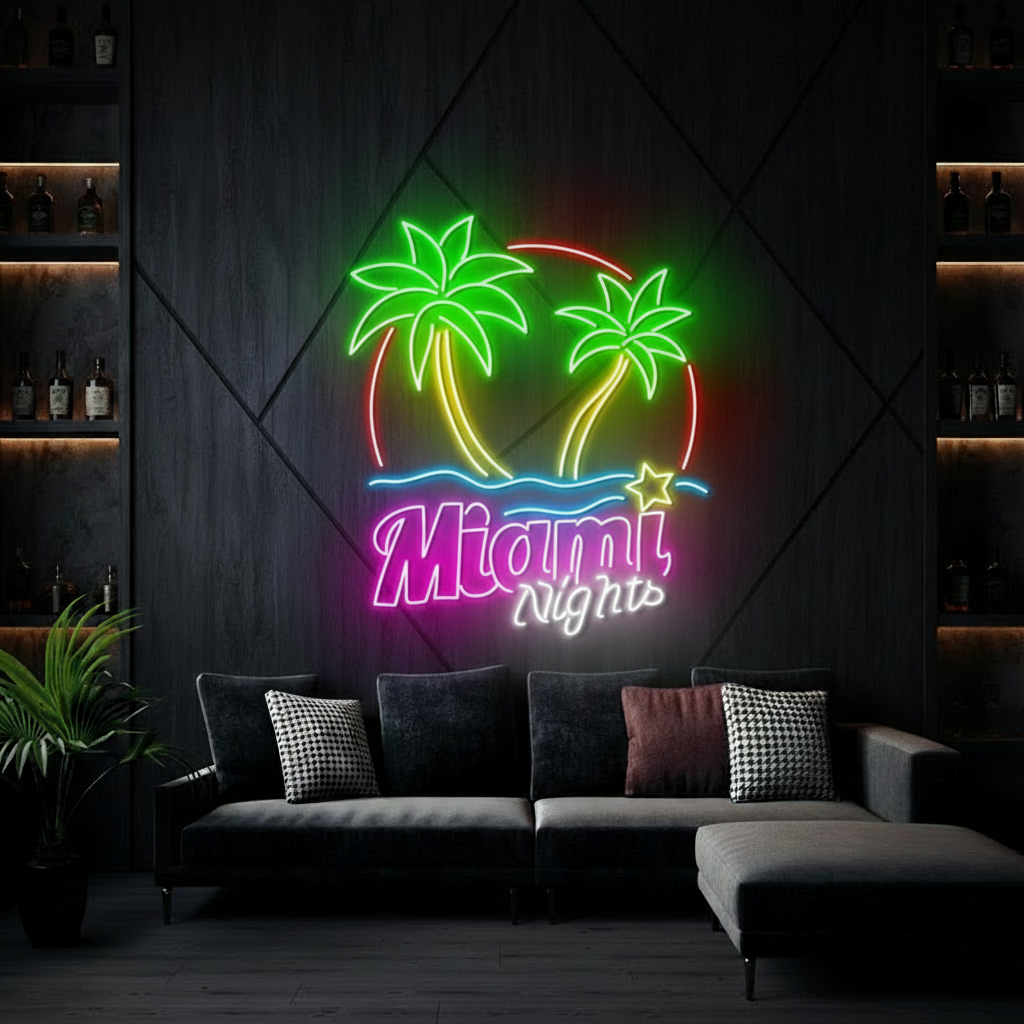 Tropical Miami Nights Neon Wall Decor Sign