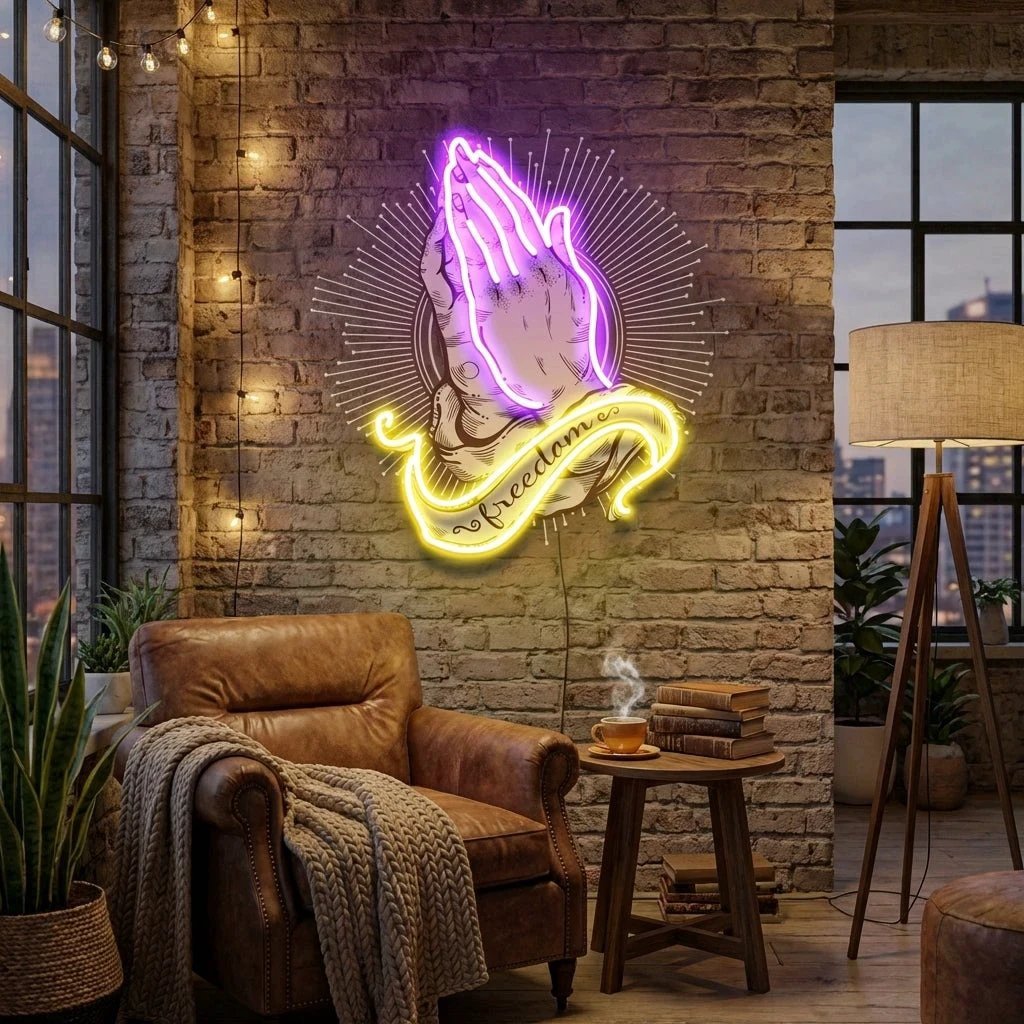Praying Hands Artwork Led Neon Sign Light