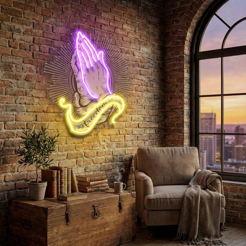 Praying Hands Artwork Led Neon Sign Light