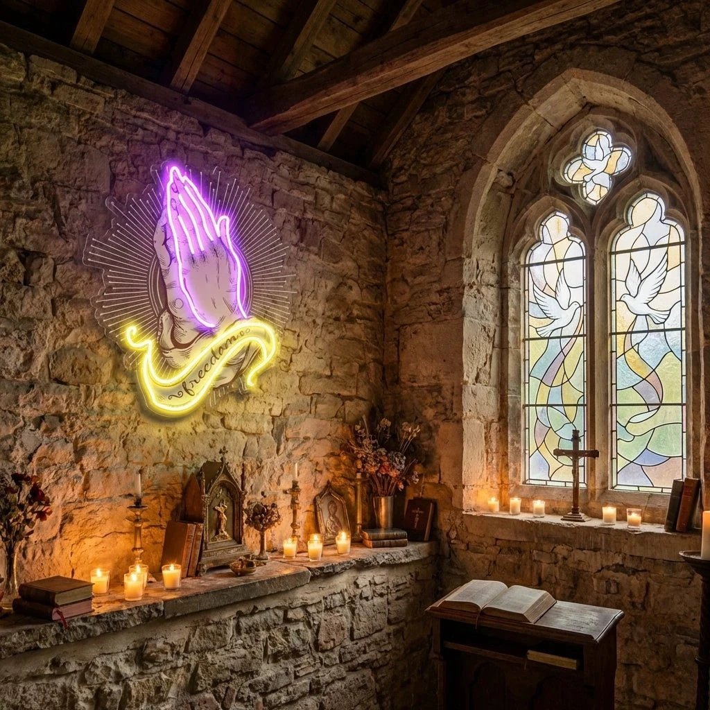 Praying Hands Artwork Led Neon Sign Light