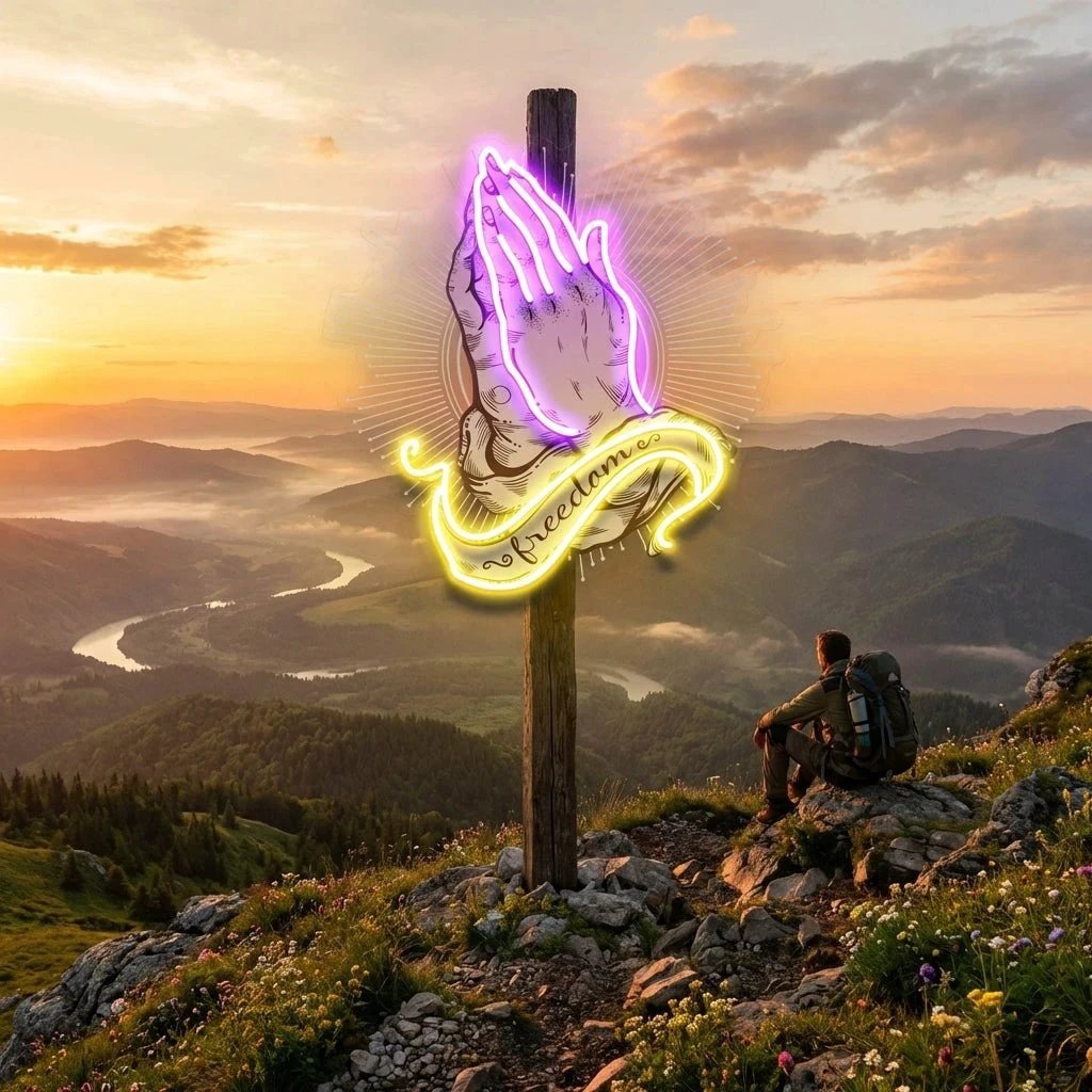 Praying Hands Artwork Led Neon Sign Light