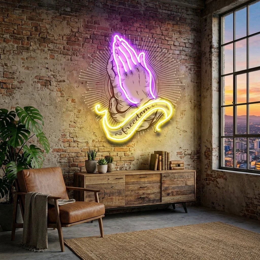 Praying Hands Artwork Led Neon Sign Light
