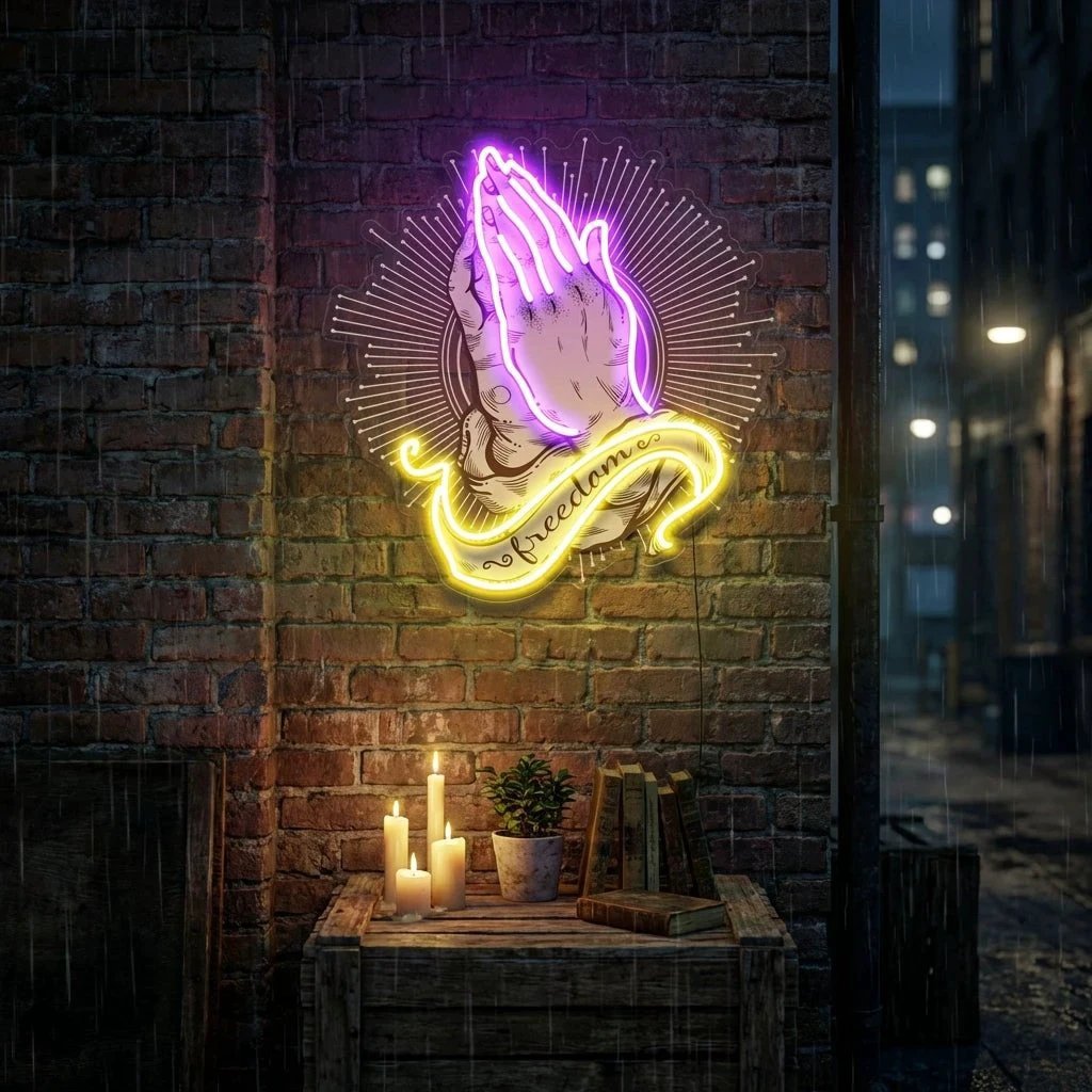 Praying Hands Artwork Led Neon Sign Light